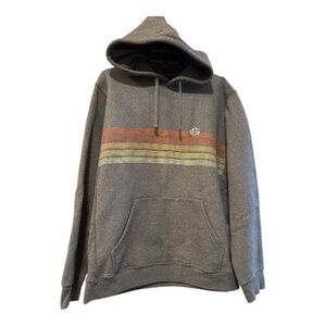 Men's Patagonia Grey Hooded Sweatshirt with Multicolor Stripes in size L